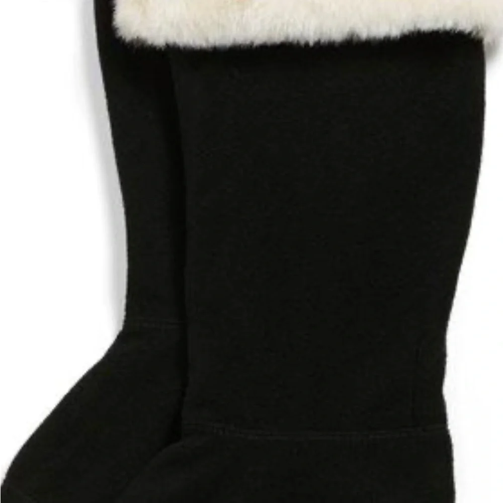 Hunter Fleece Welly Socks Black and White L